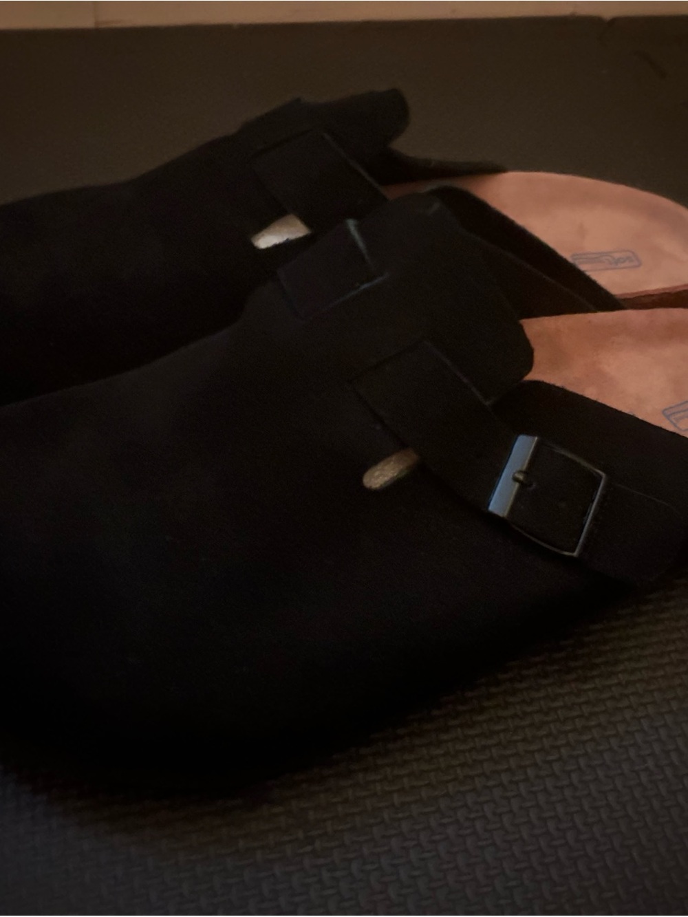 Birkenstock Black Suede Slip-On Buckle Loafers